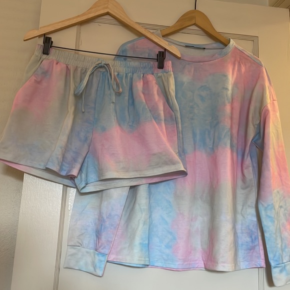 Vici Tie Dye top and short lounge pajama casual set - Picture 4 of 10